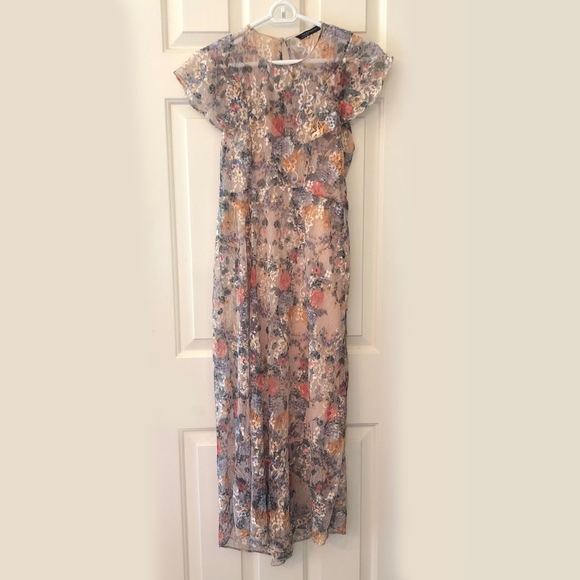 Zara Floral Sheer Printed Dress - Picture 2 of 5
